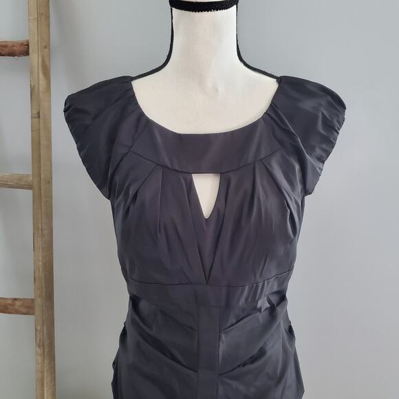 Xscape By Joanna Chen Black Sleeveless Ruched Midi Dress Size 14 - Picture 4 of 9